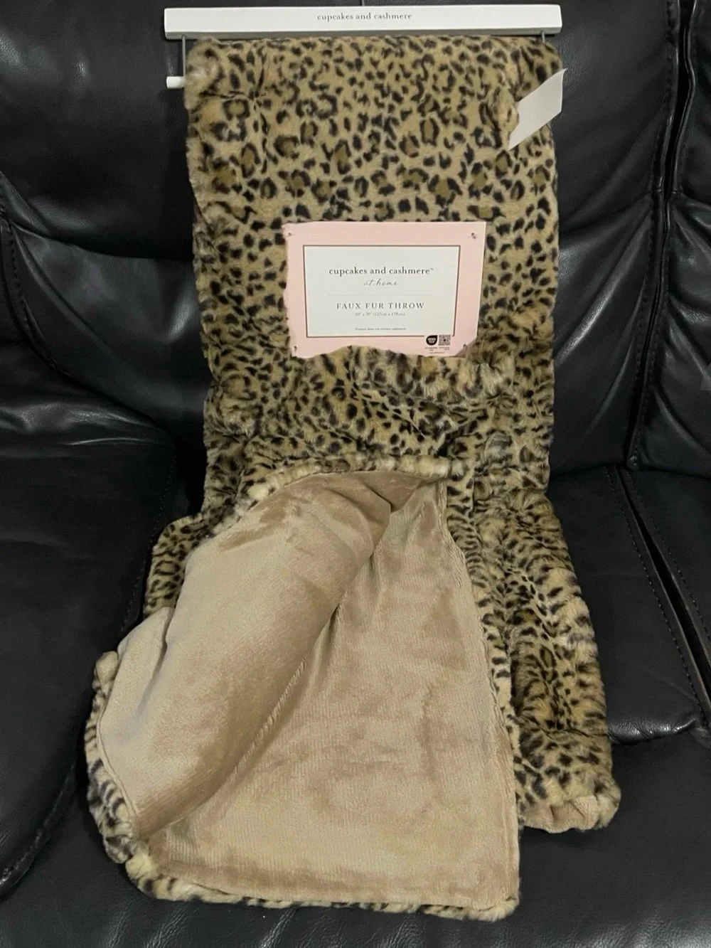 Cupcakes and Cashmere Faux Fur Throw Leopard